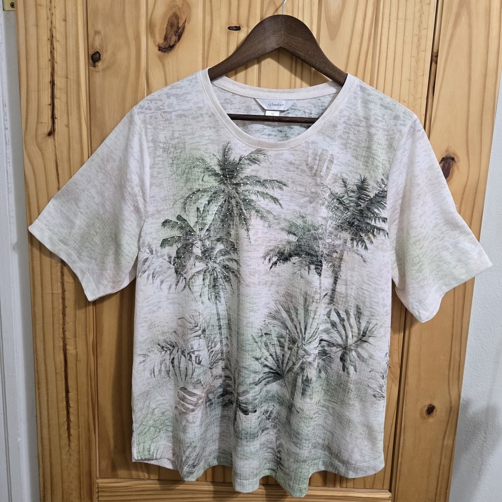 Set of 2 CJ Banks‎ Women's Tops Size 1X Palm Trees Pineapple Short Sleeve Cruise